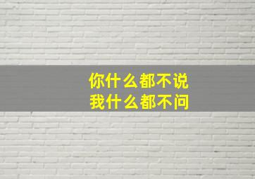 你什么都不说 我什么都不问